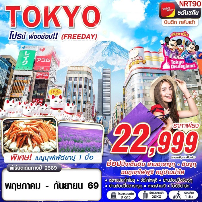 ทัวร์ญี่ปุ่น TOKYO โปรนี้ พี่ขอช้อป!! (FREEDAY) | 5D3N ทัวร์ญี่ปุ่น