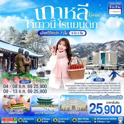 ทัวร์เกาหลี เกาหลี หนาวนี้ โรแมนติก 5วัน 3คืน โดยสายการบิน ทรินิตี้ แอร์เวย์ส(TW) ทัวร์เกาหลี