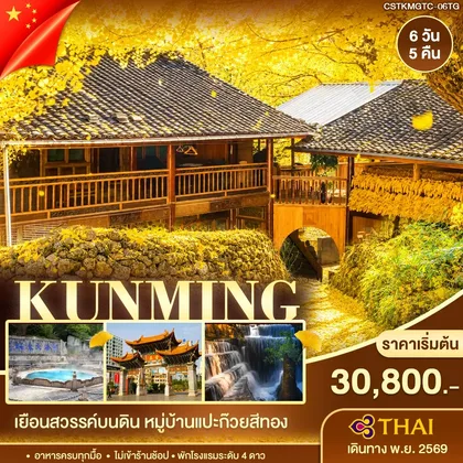 ทัวร์จีน คุนหมิง ต้าหลี่ เถิงชง หมู่บ้านแปะก๊วย 6 วัน 5 คืน TG ทัวร์จีน