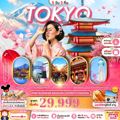 ทัวร์ญี่ปุ่น PRO TOKYO PINK BLOSSOM ASAKUSA CHUREITO PAGODA FREE DAY 5D3N ทัวร์ญี่ปุ่น